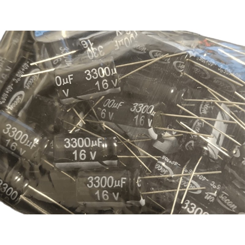 3300µF 16V Elektrolitik Kondansatör (13x21mm) (100 Adet)