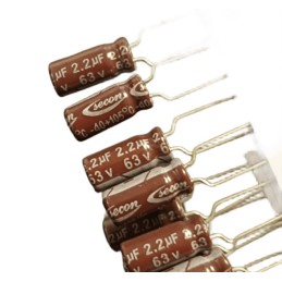 2.2µF 63V Kondansatör – Kompakt Boyutlu (5x11mm) (100 Adet)