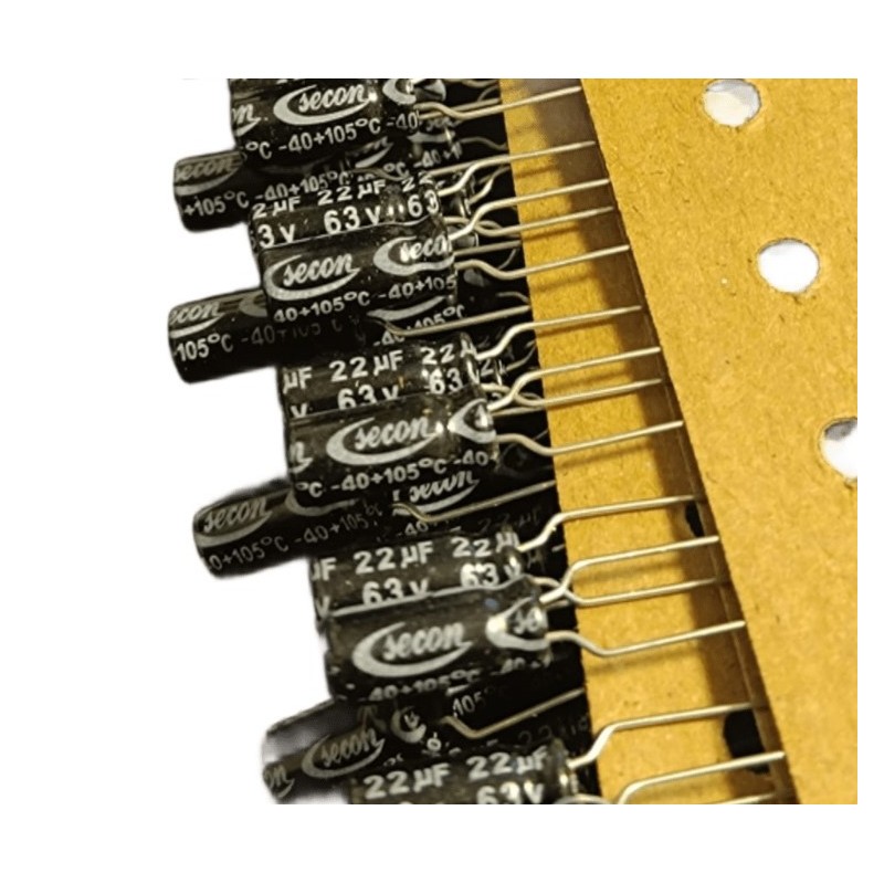 22uF 63V Kondansatör (5x11mm) – Kompakt Elektrolitik Kapasitör (100 Adet)