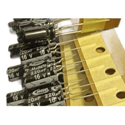 220µF 16V Elektrolitik Kondansatör – 6x11mm, Alüminyum, Radial Tip (100 Adet)