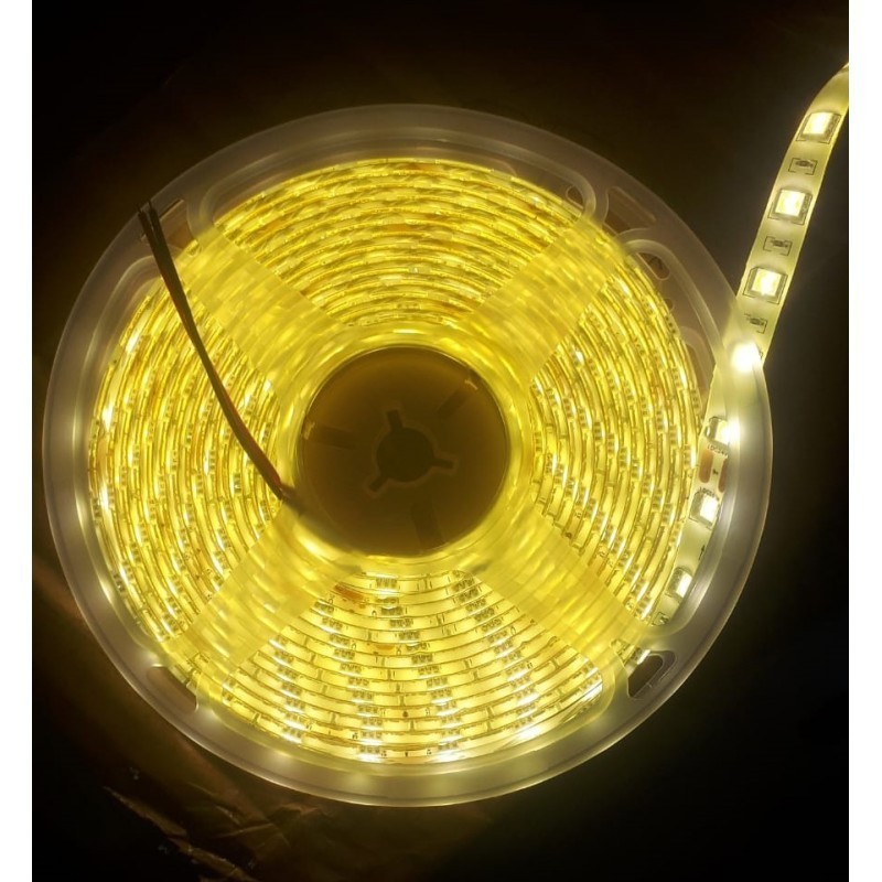 24V Şerit LED 5050 Çip Sarı Işık - İç Mekan Aydınlatması, Su Geçirmez, 5 Metre
