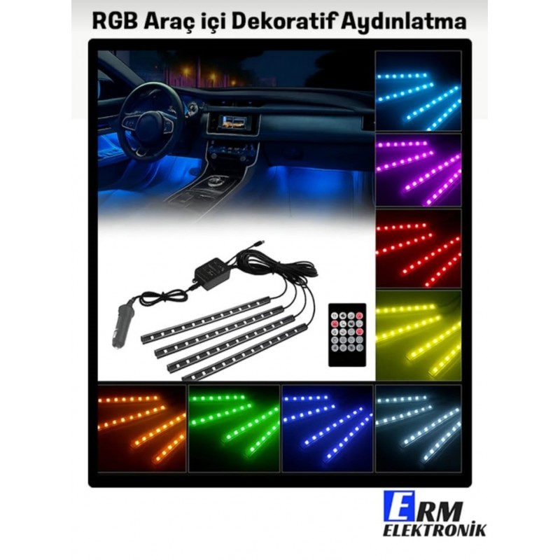 Toptan 12-24V Ayak Altı LED Aydınlatma – RGB Araç İçi Dekoratif Işık