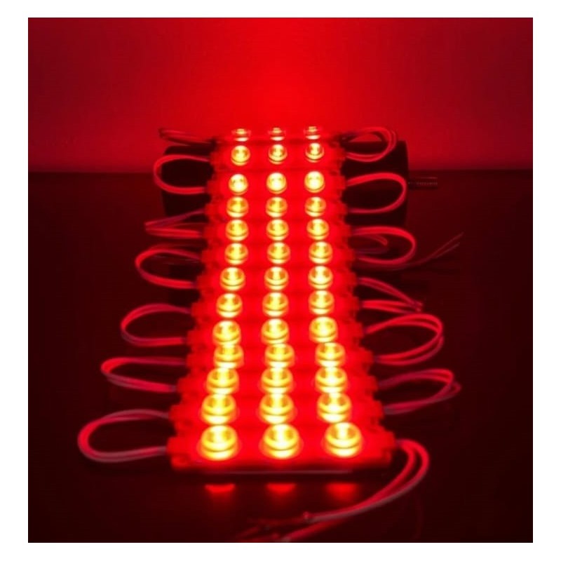 12V 3W 3’lü Lensli Modül LED – Araç Dekoratif Aydınlatma (Kırmızı) (10Adet)