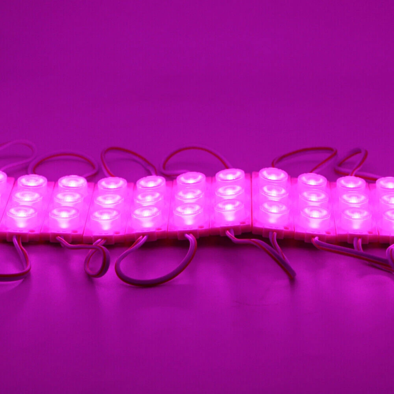 Toptan 12V 3W 3’lü Lensli Modül LED – Araç Dekoratif Aydınlatma (Pembe) (10Adet)