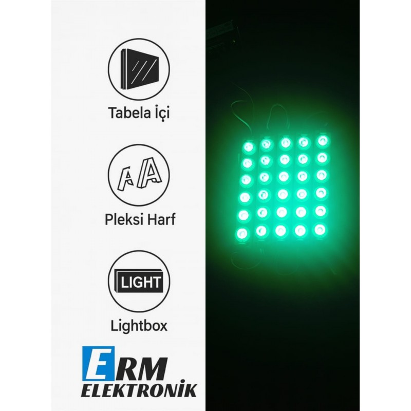 Toptan 12V 6W Modül LED – Araç Dekoratif Aydınlatma (Yeşil) (10Adet)