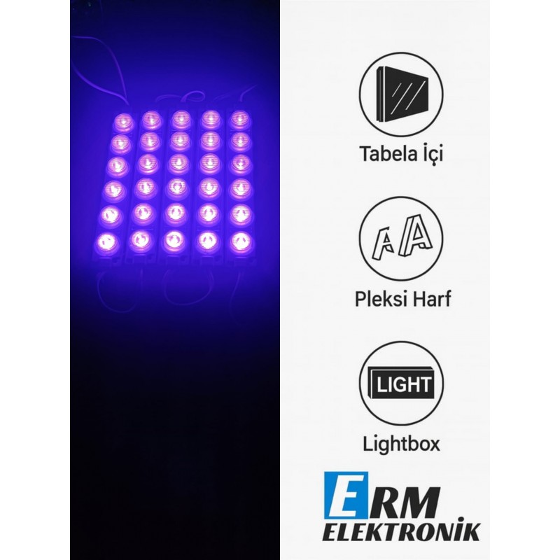 Toptan 12V 6W Modül LED – Araç Dekoratif Aydınlatma (Mor) (10Adet)