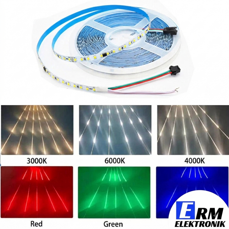 24V Tek Renk Piksel Akar Şerit LED Gün Işığı (3000K) – SMD 2835 – Metrede 120 LED – 10 Metre